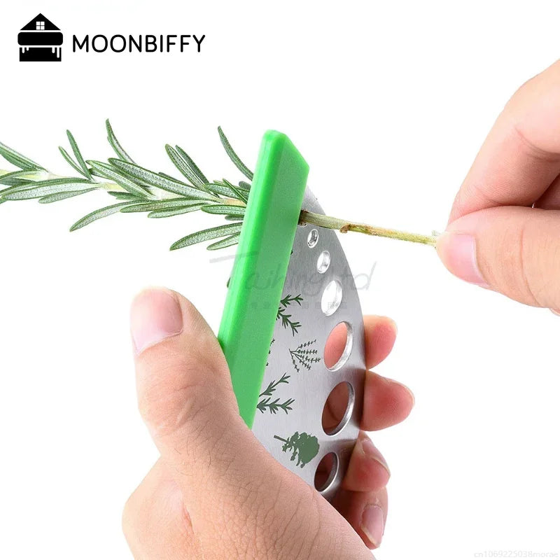 Multifunctional Herb Cutter Stripper Vanilla Vegetable Greens Leaf Remover 9 Holes Stainless Steel Peeler Cooking Kitchen Tools